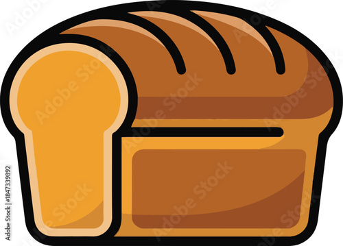 Bread Loaf Flat Vector | Bakery Food Illustration