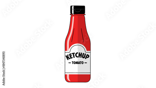 Red Ketchup Bottle Vector Illustration
