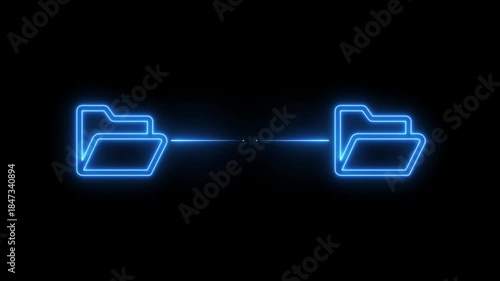 Cloud Based Data Exchange and File Management Tools concept on the transparent background. Motion graphics of Advanced Digital File .  neon computer, concept, content, copy, document, 