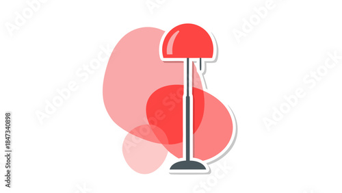 Red Floor Lamp Icon with Abstract Shapes