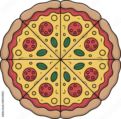 Cheese Pizza Flat Vector | Italian Food Illustration