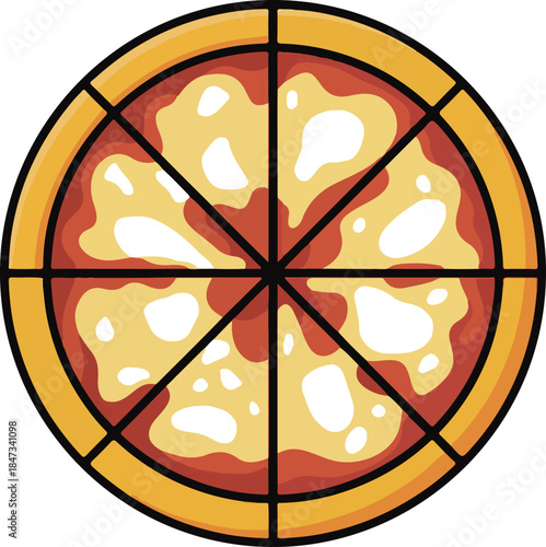 Cheese Pizza Flat Vector | Italian Food Illustration