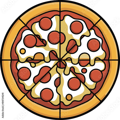 Cheese Pizza Flat Vector | Italian Food Illustration