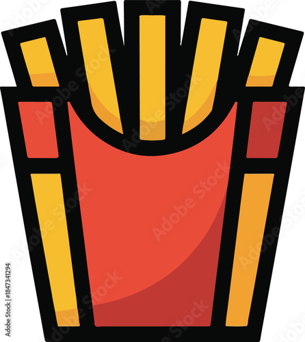 French Fries Flat Vector | Fast Food Illustration