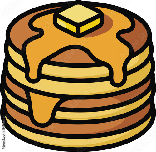 Pancake Stack Flat Vector | Breakfast Food Illustration