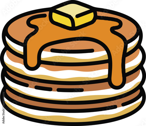 Pancake Stack Flat Vector | Breakfast Food Illustration