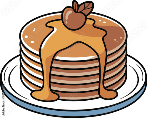 Pancake Stack Flat Vector | Breakfast Food Illustration