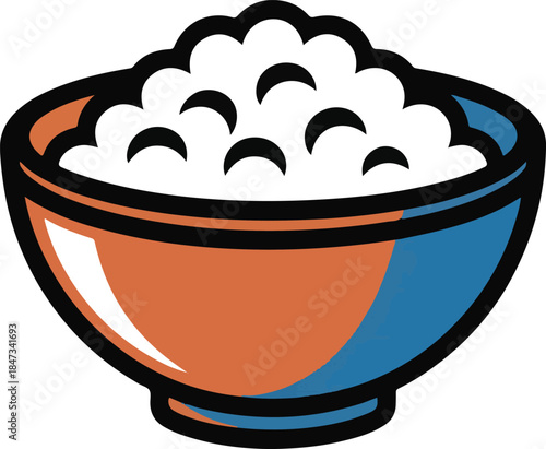 Rice Bowl Flat Vector | Asian Food Illustration