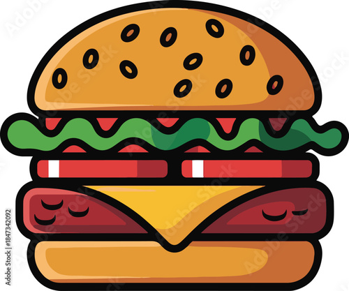Cheeseburger Flat Vector | Fast Food Illustration