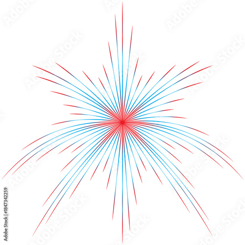 Vibrant red and blue firework burst illustration