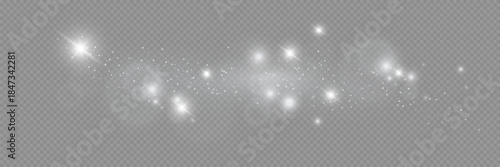 Shining Stars with Glitter Particles Overlay. Glowing Light Effect.