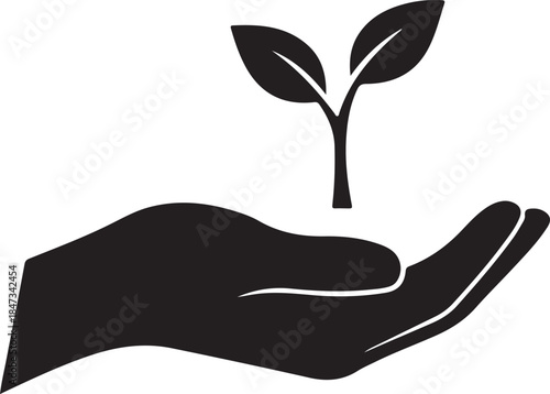 A hand gently cradling a small plant sprout symbolizing growth and care