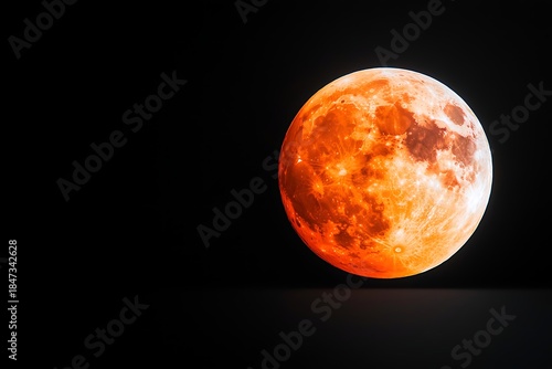 Majestic Full Moon Glowing Brightly Against Dark Background in Night Sky