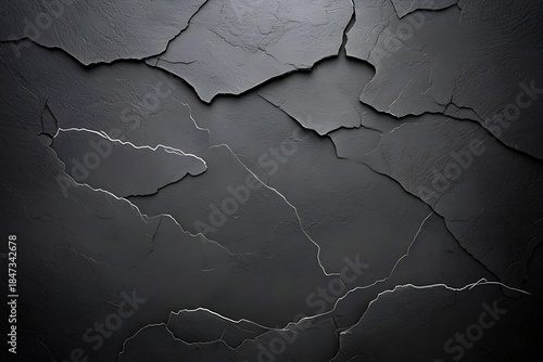 Dark Cracked Surface Texture with Detailed Creases and Unique Patterns in Black Shade