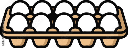 Egg Tray Flat Vector | Fresh Farm Food Illustration