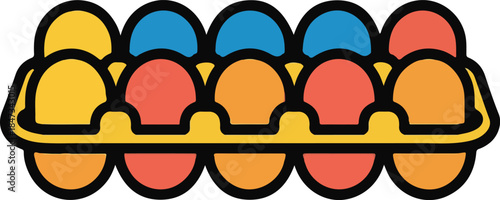 Egg Tray Flat Vector | Fresh Farm Food Illustration