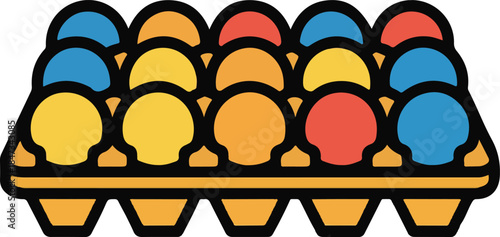Egg Tray Flat Vector | Fresh Farm Food Illustration