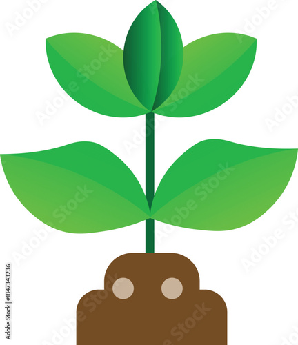 Green sprout growing from soil icon