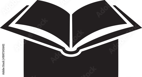 An open book icon simple design with black and white coloring