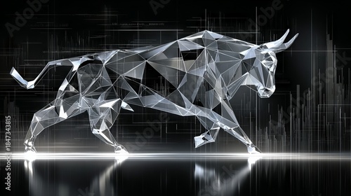 Artistic bull in low poly style.