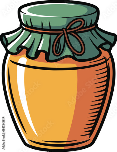 Honey Jar Flat Vector | Natural Sweet Food Illustration