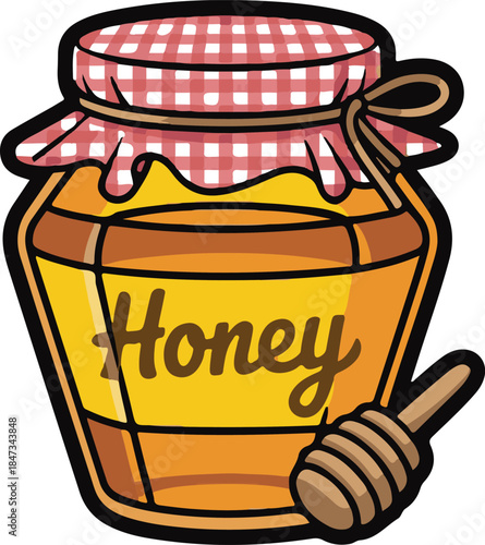 Honey Jar Flat Vector | Natural Sweet Food Illustration