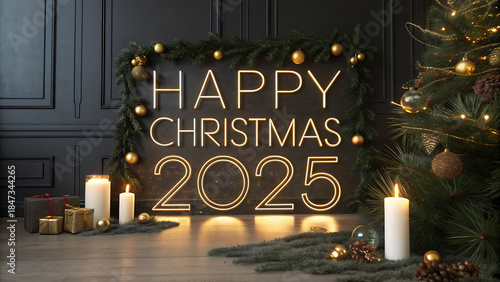 Wallpaper Mural Golden Christmas Tree Scene 2025 Torontodigital.ca