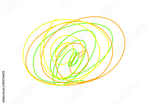 黄色オレンジ黄緑の花のような線画グルグル素材