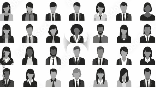 Diverse Group of Professional Business People Icons Representing Workforce Diversity.