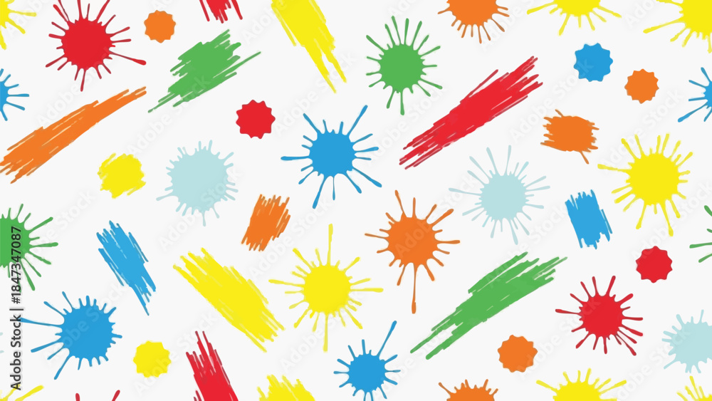 Obraz premium colorful paint splatters on white background.