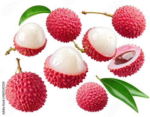 Fresh and juicy lychees on a white background evoke the sweetness of summer