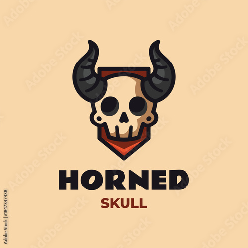Mascot Horned Skull Logo Design