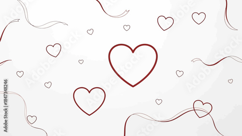 Hearts and Delicate Lines A Simple and Charming White Background for Romantic Concepts