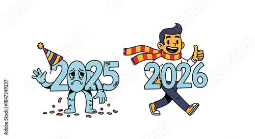 vector illustration of good bye 2025 wellcome 2026