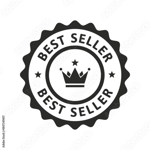 Best seller badge icon with crown for product promotion
