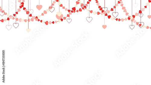 Romantic Heart Garland Festive Decoration for Valentine's Day or Celebratory Events, Vector Design
