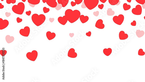 Falling Hearts A Romantic Background of Red Hearts on a White Backdrop, Perfect for Valentine's Day