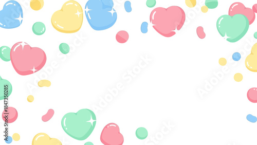 Cute pastel heart-shaped confetti background, perfect for adding a touch of sweetness and love to your designs