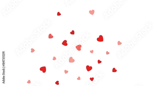 Floating Red and Pink Hearts on a White Background A Romantic and Festive Design
