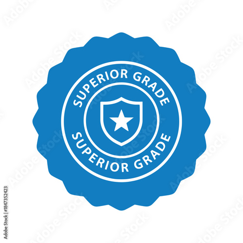 Blue superior grade badge seal illustration Vector