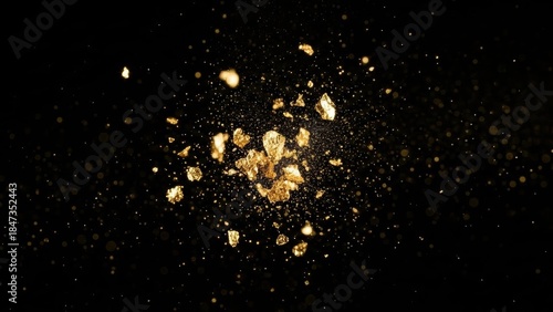 Spectacular gold burst on black backdrop creating an alluring and captivating sensation