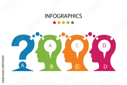colorful options infographic heads vector 