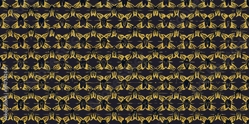 A repeating pattern of golden fireflies on a dark textured background