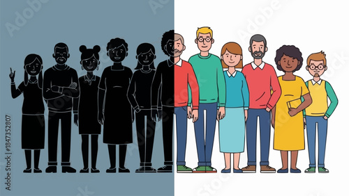 Diverse Group of People Standing Together Representing Unity and Inclusion.