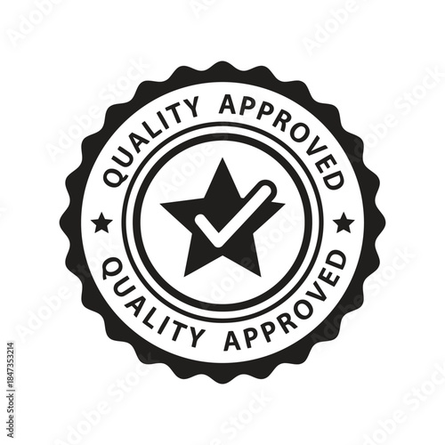 Quality approved badge with checkmark and star Vector