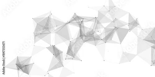 Abstract geometric background with connecting dots and lines with low poly triangle shapes. Polygonal Mesh Background Vector design digital technology concept Global network connection data structure.