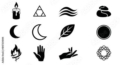 Black and white symbolic icons set.