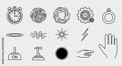 Black and white technology icons set 1.