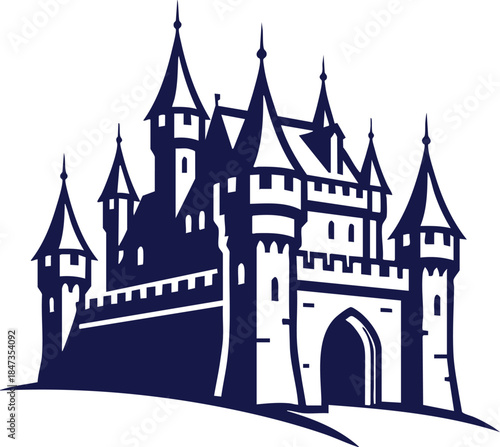 Medieval stone castle silhouette