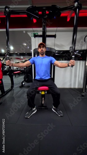Front View of Athlete Performing Pec Deck Chest Fly – Vertical Chest Workout
